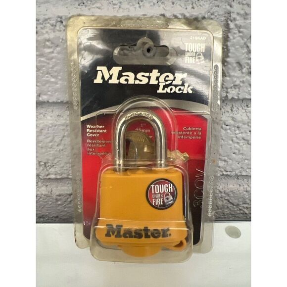 Master Lock Padlock, Covered Stainless Steel Lock, 1-9/16 in. Wide, Yellow - Picture 2 of 6